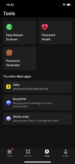 NordPass security features on iPhone