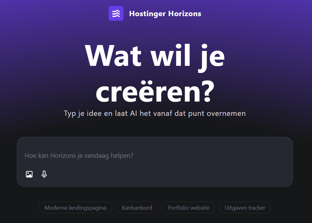 hostinger horizons write a prompt nl