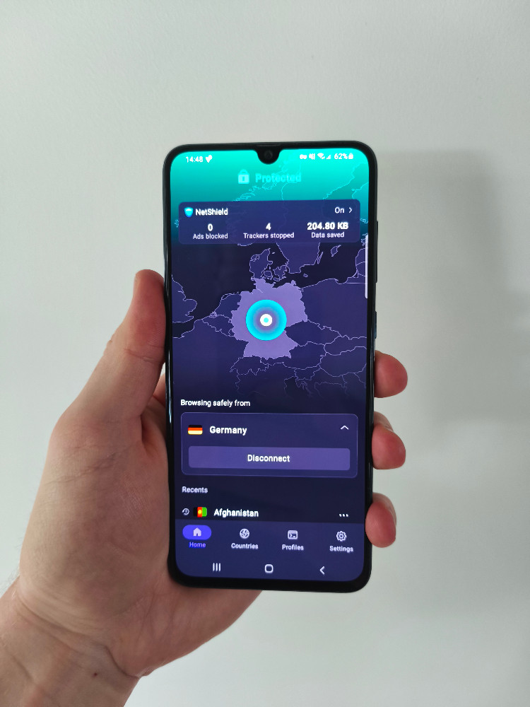 Proton VPN interface on Android phone