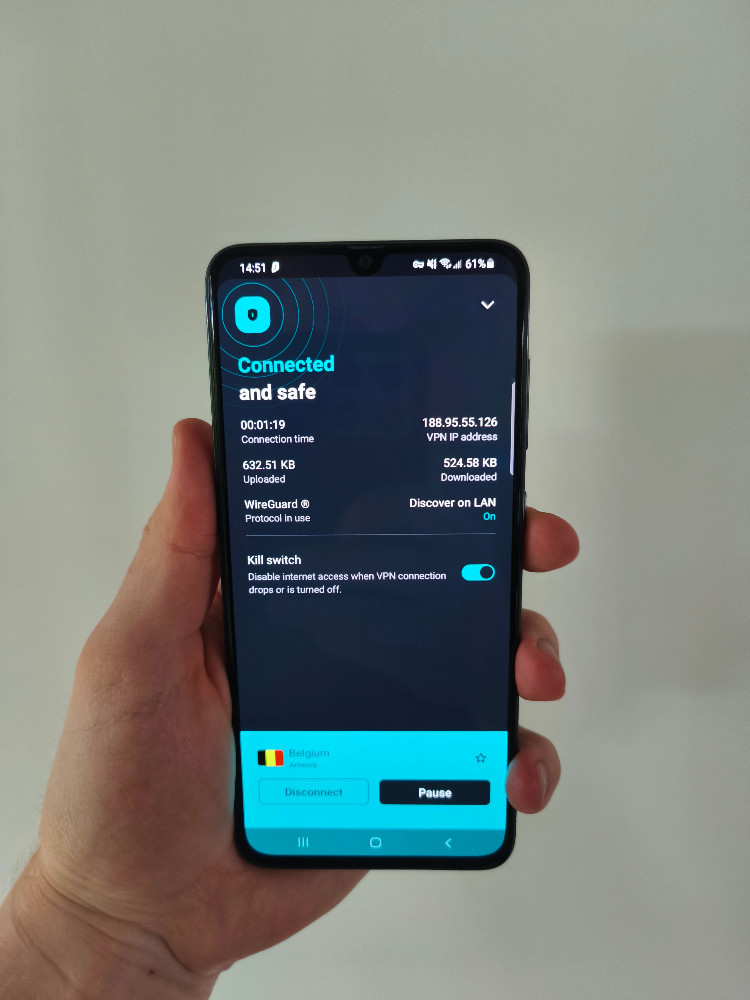 Surfshark interface on Android phone