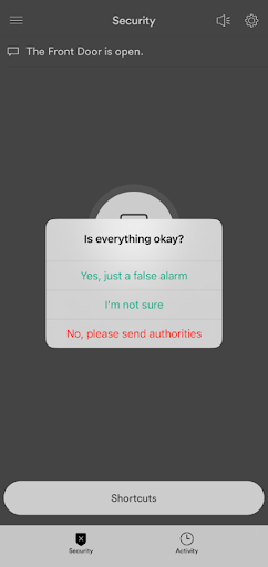 Vivint app: false alarm trigger