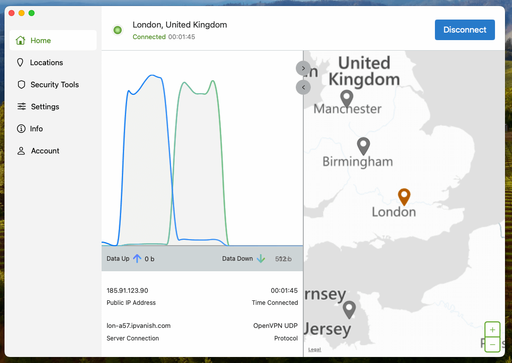 IPVanish available UK servers