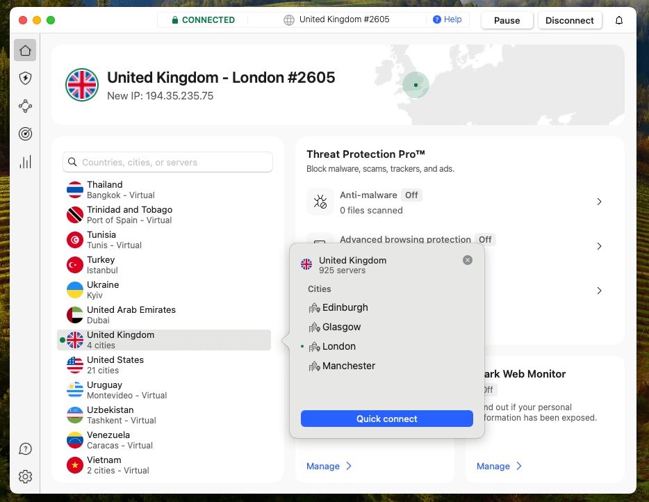NordVPN UK servers