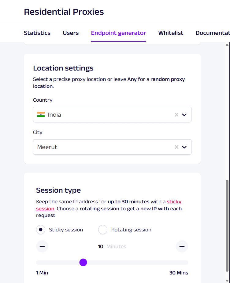 Oxylabs Residential Proxies dashboard