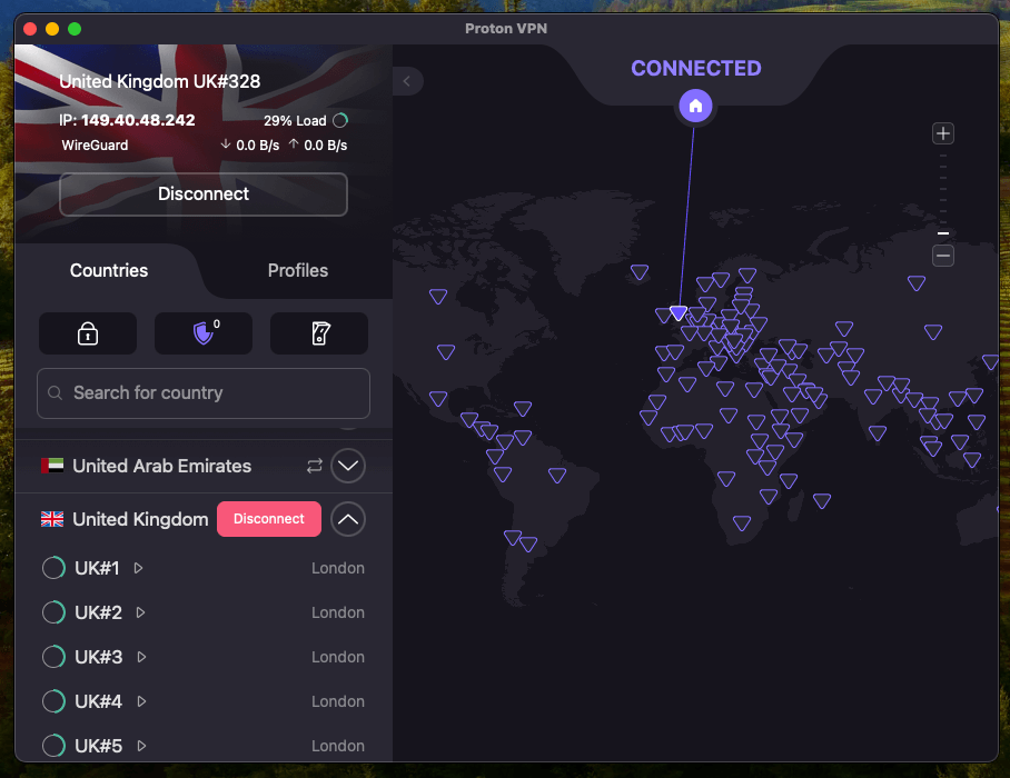 Proton VPN available UK servers