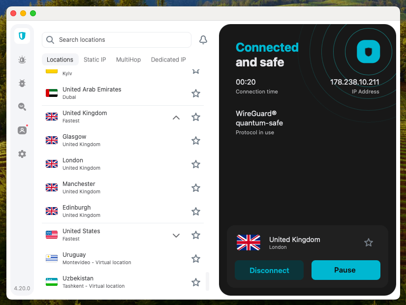 Surfshark VPN UK servers list