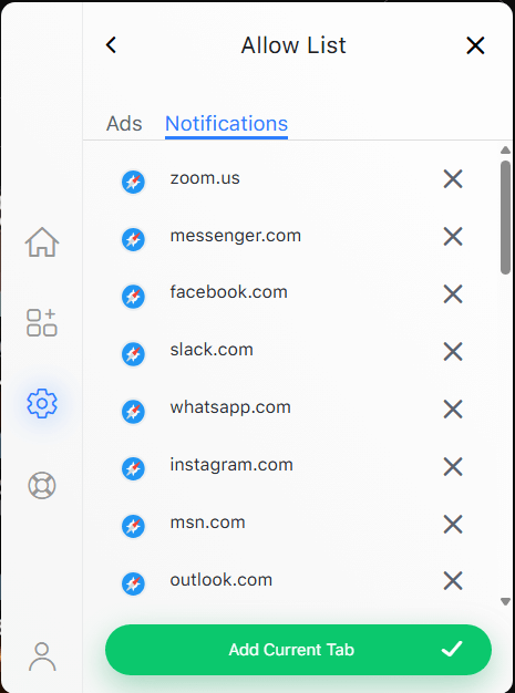 Total Adblock notification whitelisting feature on Chrome