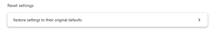 Restore settings to original defaults on Chrome