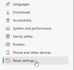 Click reset settings on Edge