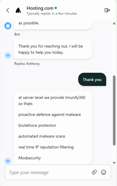 Hosting.com support live chat