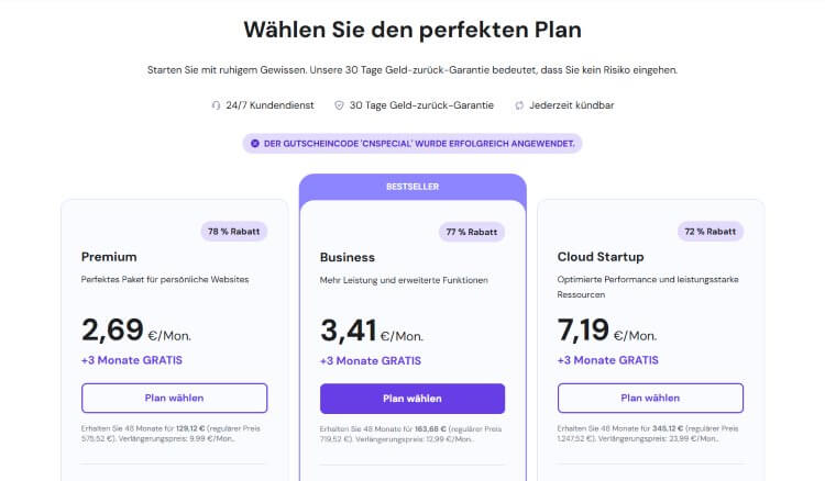 Hostinger plans and pricing with discount de