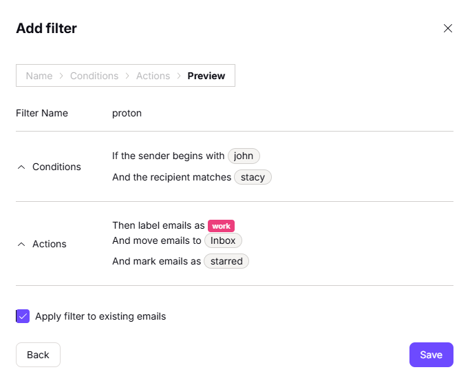 protonmail quick filters