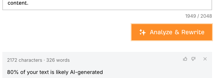 Ahrefs fully human-written text test results