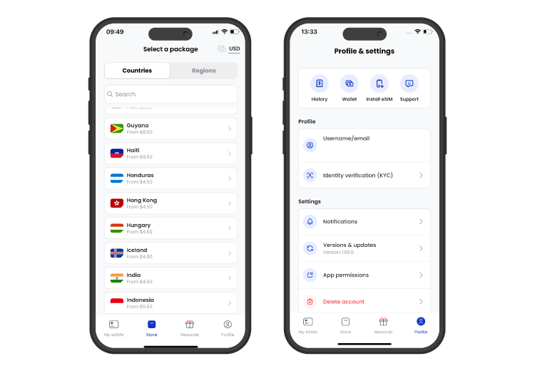 aloSIM countries list and customer support options for Hungary