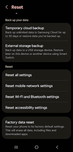 Android settings general
