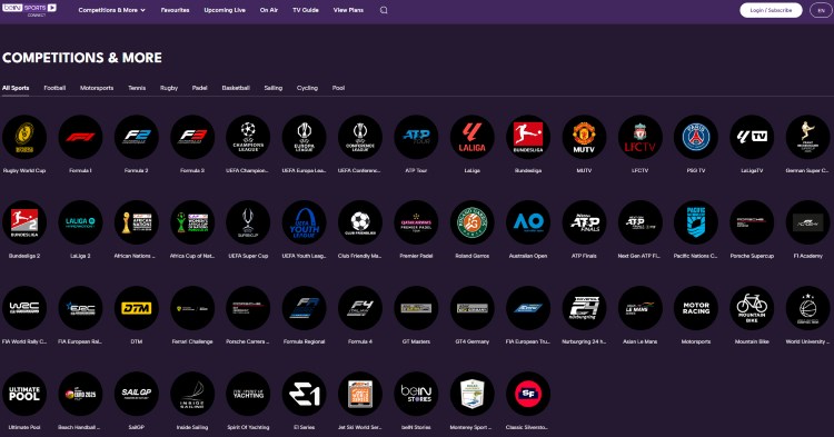 Screenshot der Sportstreams bei beIN Sports Philippinen