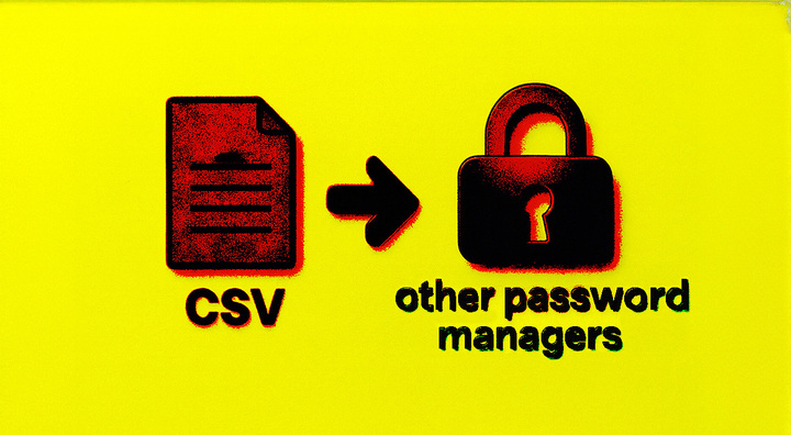 yellow background, red and black csv file icon, black arrow, lock