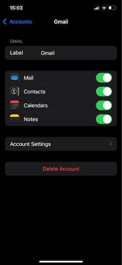 Delete account iPhone