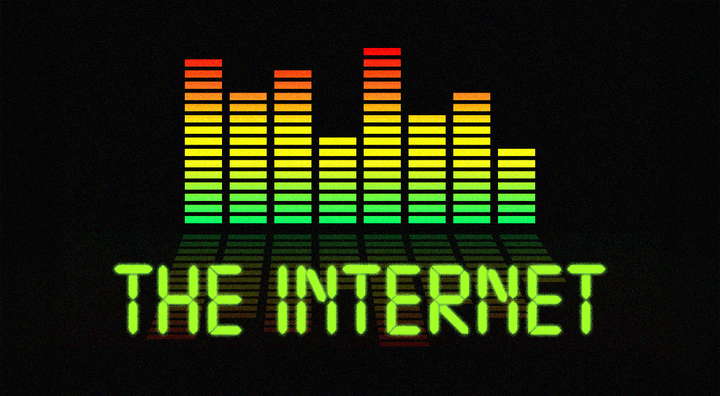 equalizer red green and yellow lights that spell out internet