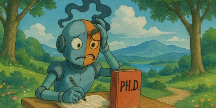 A robot, studying for a PhD with personality disorder.