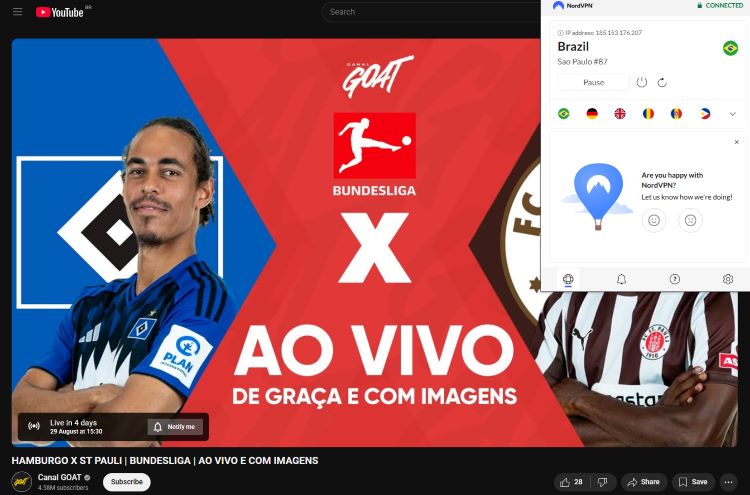 Screenshot Fußball Bundesliga CanalGoat Brasilien bei YouTube