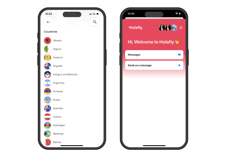 Holafly eSIM iOS user interface