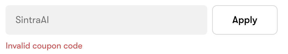 Entered coupon code not valid-sintraai