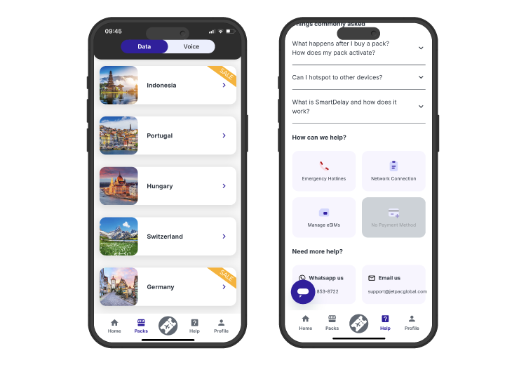 Jetpac countries list and customer support options for Hungary