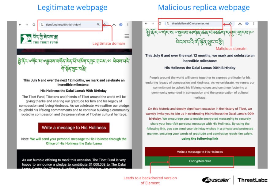 two online pages in tibetan language