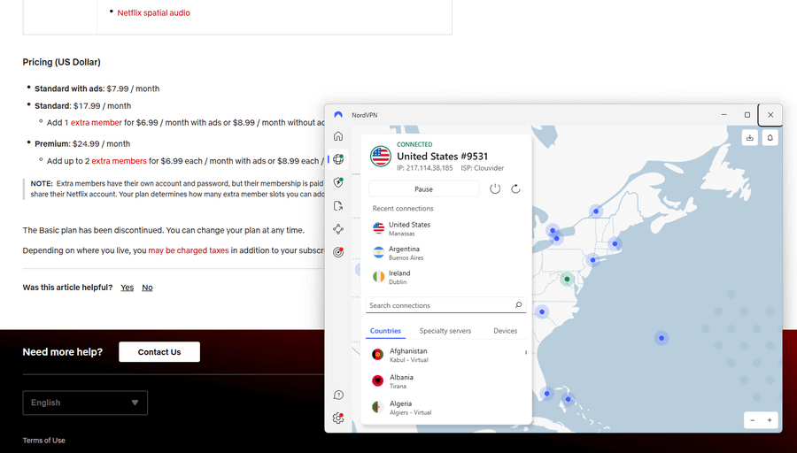 Netflix NordVPN US server