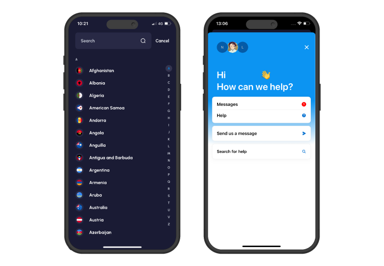 Nomad eSIM iOS user interface