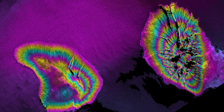 Cosmic radio waves in space.