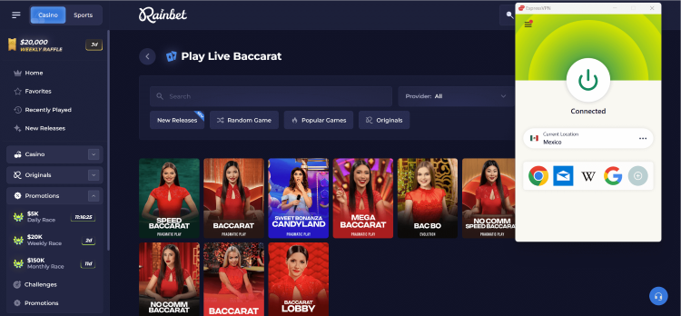 Rainbet unblocked with ExpressVPN