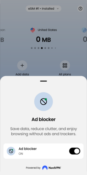 Saily’s Ad blocker feature activated