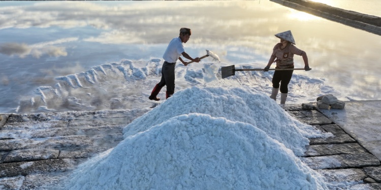A salt mining process in China