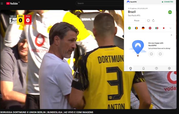 Scnreenshot BVB vs. Union Streamtest CanalGOAT