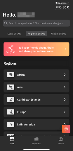 Airalo app interface