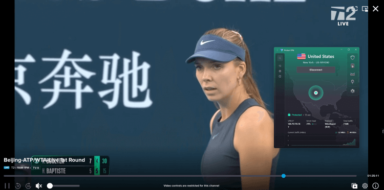 Proton VPN unlocked Beijing Open on Sling TV