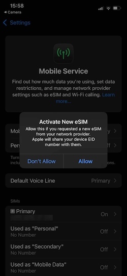 Activate new esim Maaltalk