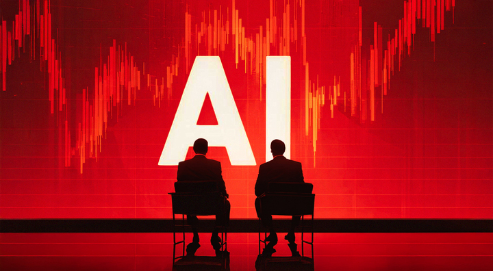 ai investment, two people's shadows, market charts
