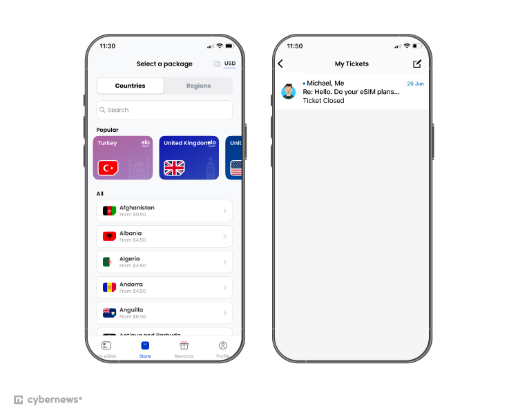 aloSIM eSIM iOS application