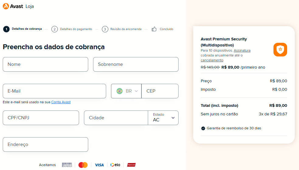 avast billing info