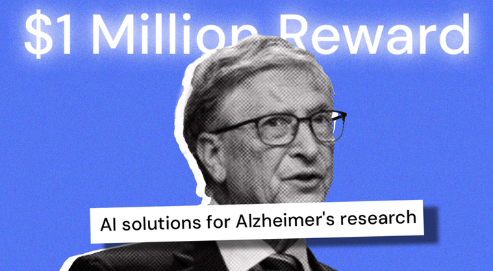 bill gates in black and white, blue background, 1Million Reward