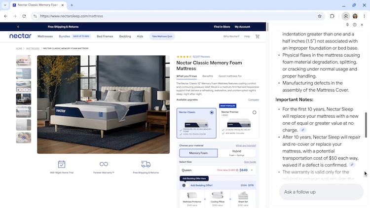 Chrome Gemini Search