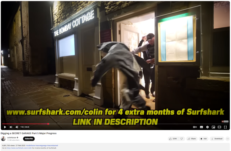 Colinfurze video with a Surfshark coupon code
