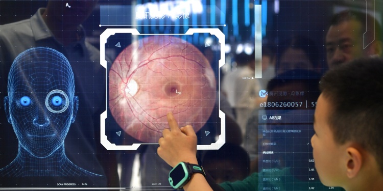 An interactive museum display with a large eye detector.