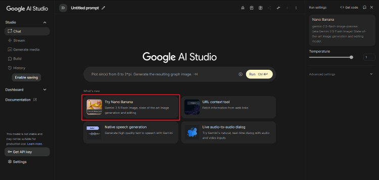 Google AI Studio interface