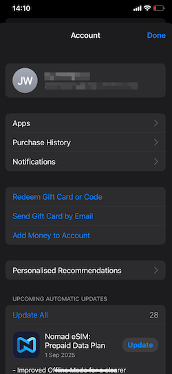 iTunes on Apple ios settings