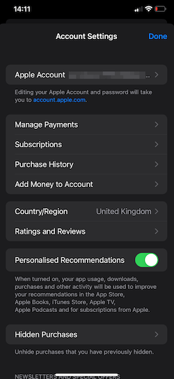 Changing location for iTunes in settings