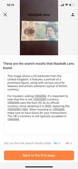 Maaltalk scanning banknote